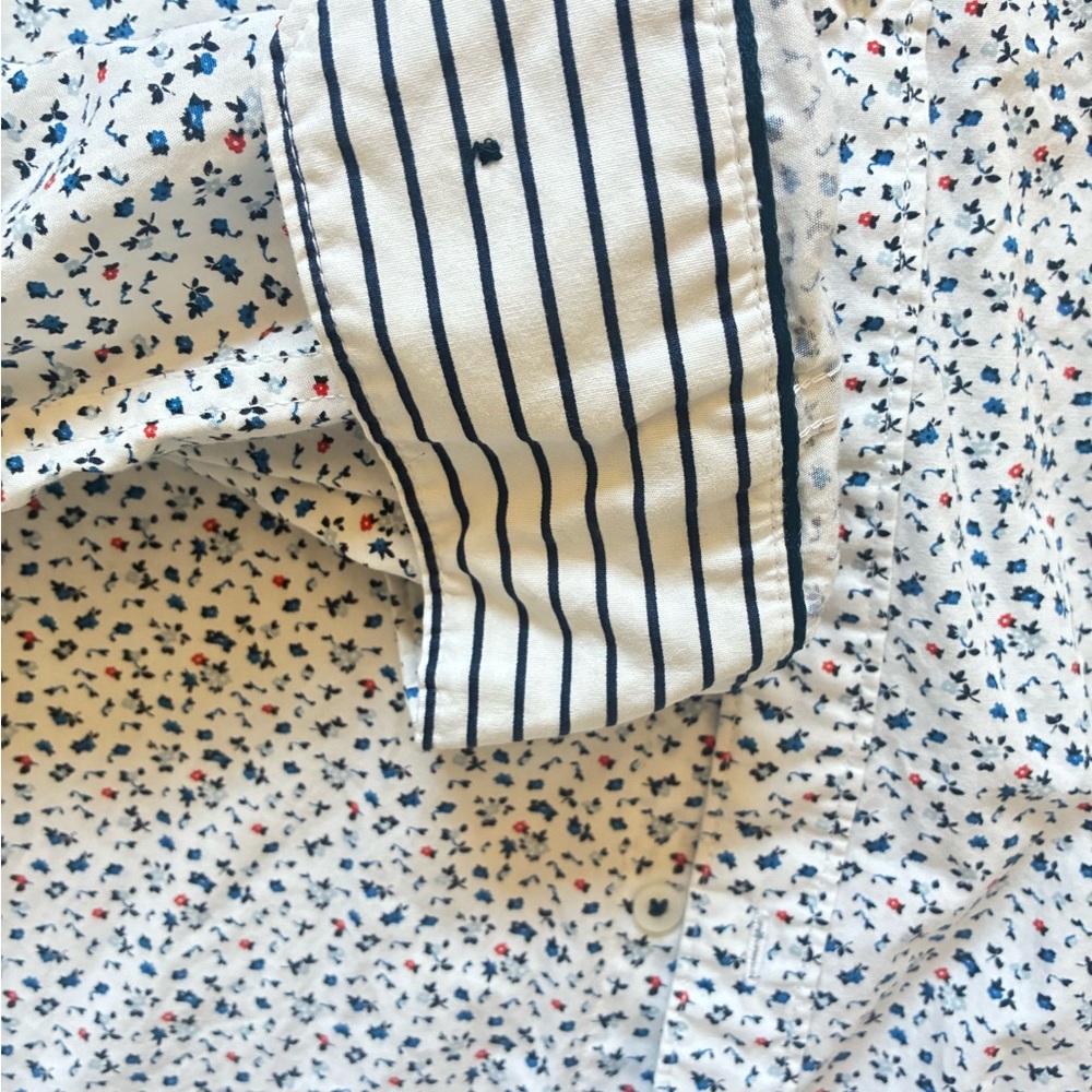 Denim & Flower Men's Casual Floral Shirt - White with Blue and Red XL - Picture 6 of 9